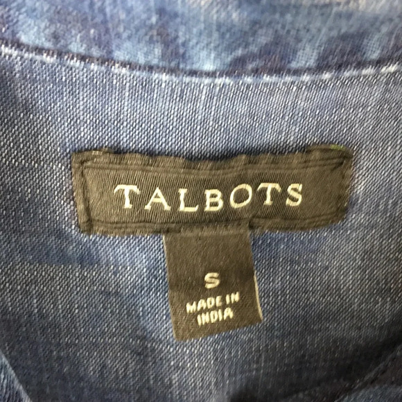 Talbots Blue Chambray Button Front Shirt Womens Small Long Sleeve - Picture 5 of 11